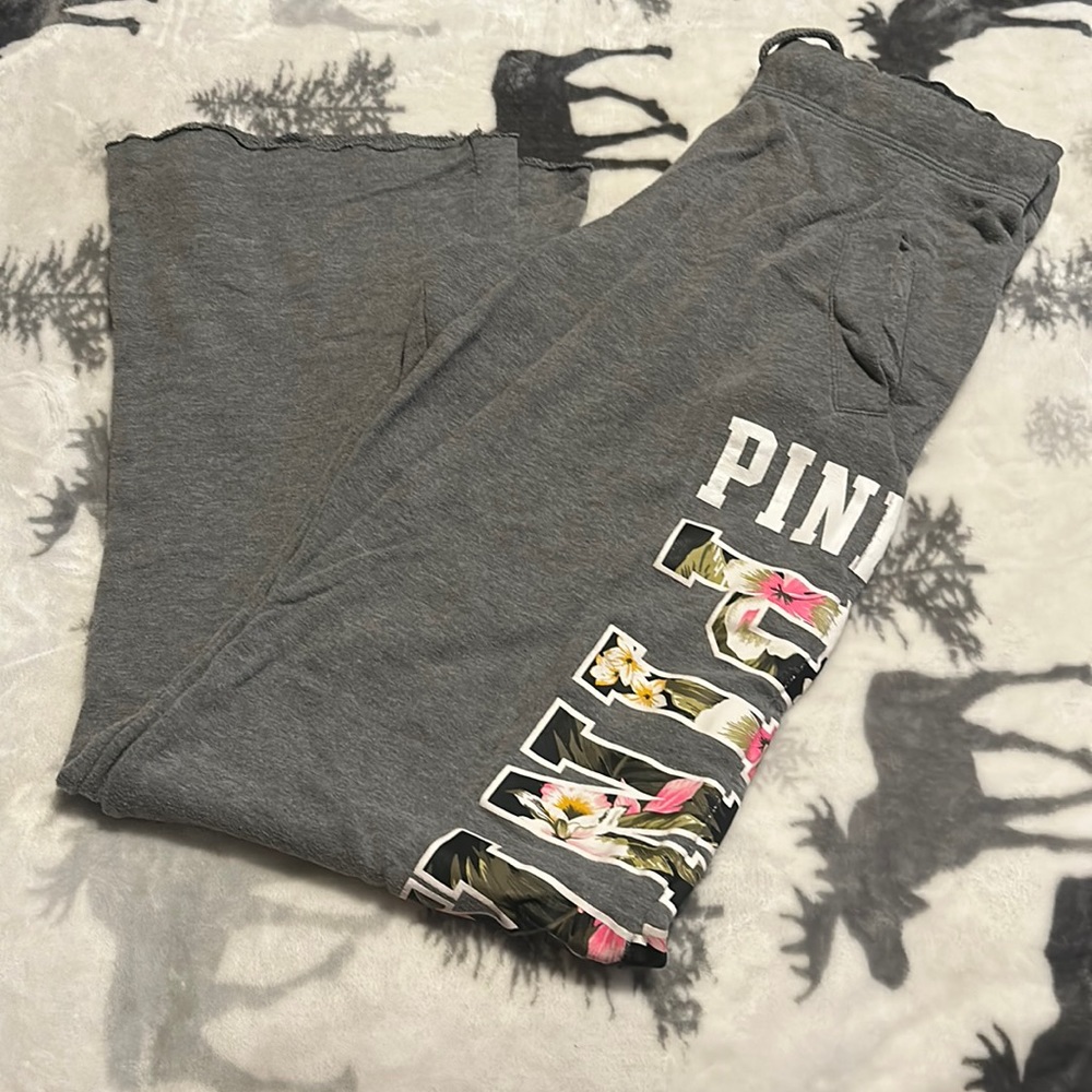 Pink women’s size XS grey sweatpants